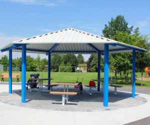 blue hexagon shelter
